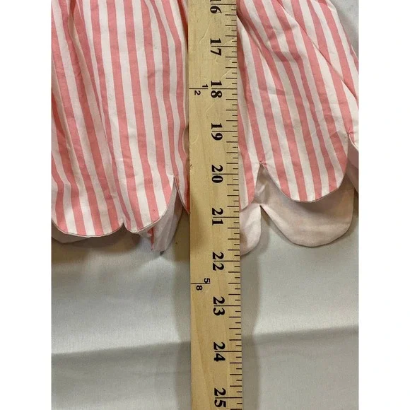 ENGLISH FACTORY Pink White Stripe Puff Sleeve Peplum Scallop Hem Top L‎ - Picture 9 of 13